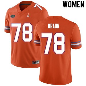 Womens Josh Braun Orange Florida #78 NCAA Jerseys