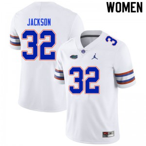 Womens N'Jhari Jackson White Florida Gators #32 Stitch Jerseys