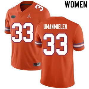 Womens Princely Umanmielen Orange Florida #33 Football Jersey
