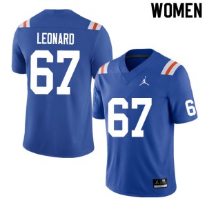 Women's Richie Leonard Royal Florida #67 Throwback Football Jerseys
