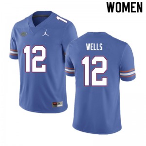 Women's Rick Wells Blue Florida #12 Official Jerseys