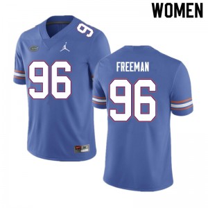 Women Travis Freeman Blue Florida #96 Stitched Jerseys