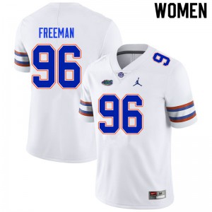 Women's Travis Freeman White University of Florida #96 Stitched Jerseys