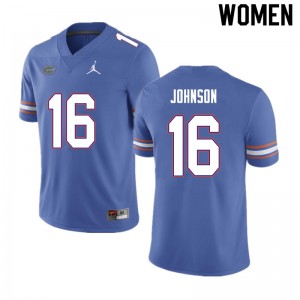 Womens Tre'Vez Johnson Blue Florida Gators #16 High School Jersey