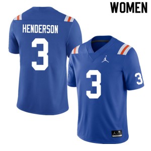 Women Xzavier Henderson Royal Florida Gators #3 Throwback Football Jerseys