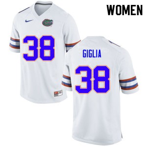 Women Anthony Giglia White Florida Gators #38 Official Jerseys