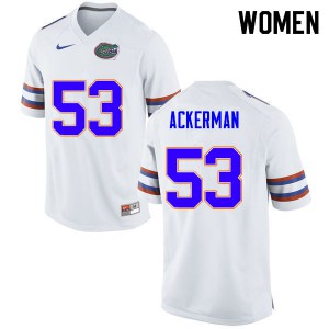Women's Brendan Ackerman White UF #53 Official Jersey