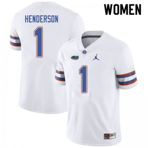 Women Jordan Brand CJ Henderson White Florida Gators #1 Stitched Jersey