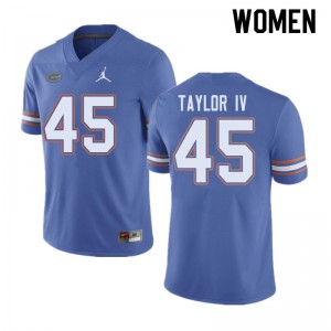 Women Jordan Brand Clifford Taylor IV Blue Florida #45 High School Jerseys