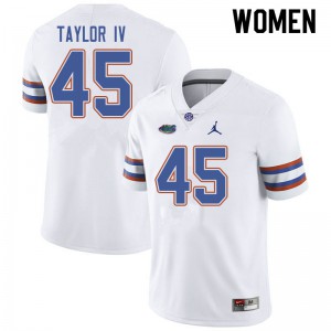 Women Jordan Brand Clifford Taylor IV White Florida Gators #45 Stitched Jersey