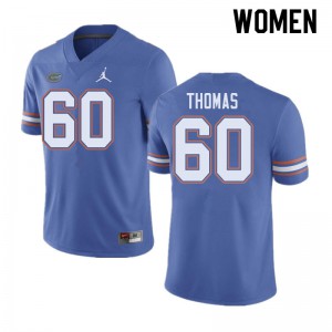 Women's Jordan Brand Da'Quan Thomas Blue Florida #60 Football Jerseys