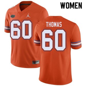 Women's Jordan Brand Da'Quan Thomas Orange University of Florida #60 Stitched Jerseys