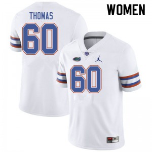 Women's Jordan Brand Da'Quan Thomas White University of Florida #60 College Jerseys