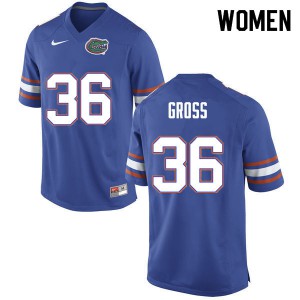 Women's Dennis Gross Blue Florida Gators #36 Stitched Jersey