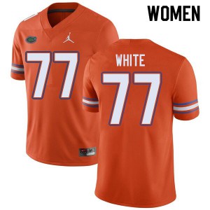 Women Jordan Brand Ethan White Orange Florida Gators #77 NCAA Jerseys