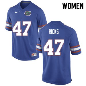 Women's Isaac Ricks Blue Florida Gators #47 Stitch Jersey