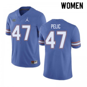 Women Jordan Brand Justin Pelic Blue Florida Gators #47 Official Jersey