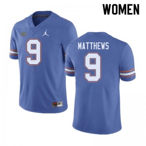 Womens Jordan Brand Luke Matthews Blue University of Florida #9 Stitched Jerseys