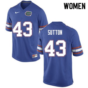 Womens Nicolas Sutton Blue Florida Gators #43 Official Jersey