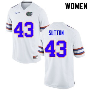 Womens Nicolas Sutton White University of Florida #43 University Jersey