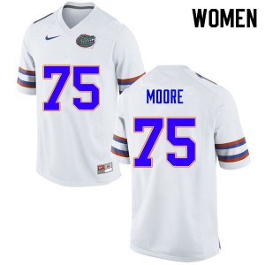 Women's T.J. Moore White University of Florida #75 Official Jerseys