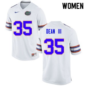 Women Trey Dean III White Florida Gators #35 Embroidery Jersey