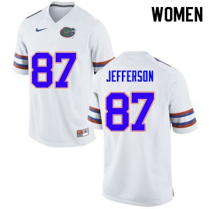 Women's Van Jefferson White Florida #87 NCAA Jersey
