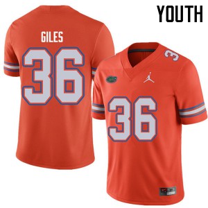 Youth Jordan Brand Eddie Giles Orange Florida Gators #36 University Jerseys