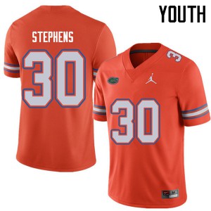 Youth Jordan Brand Garrett Stephens Orange Florida #30 Stitch Jerseys