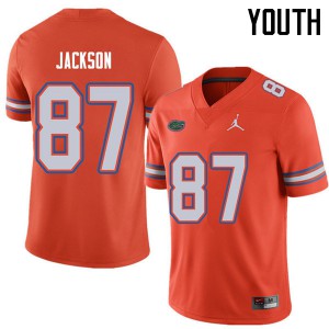 Youth Jordan Brand Kalif Jackson Orange University of Florida #87 Stitch Jersey