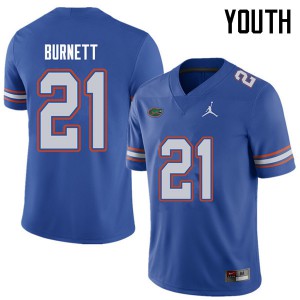 Youth Jordan Brand McArthur Burnett Royal Florida Gators #21 Stitch Jersey