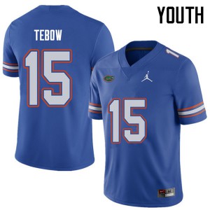 Youth Jordan Brand Tim Tebow Royal Florida Gators #15 Football Jerseys