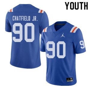 Youth Jordan Brand Andrew Chatfield Jr. Royal Florida #90 Throwback Alternate University Jersey