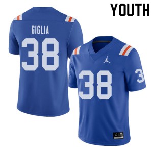 Youth Jordan Brand Anthony Giglia Royal Florida #38 Throwback Alternate Football Jerseys