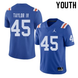 Youth Jordan Brand Clifford Taylor IV Royal Florida Gators #45 Throwback Alternate Football Jersey