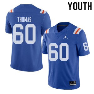 Youth Jordan Brand Da'Quan Thomas Royal Florida Gators #60 Throwback Alternate Football Jerseys