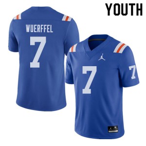 Youth Jordan Brand Danny Wuerffel Royal University of Florida #7 Throwback Alternate Stitch Jersey