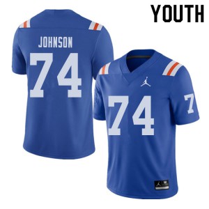 Youth Jordan Brand Fred Johnson Royal Florida Gators #74 Throwback Alternate Football Jerseys