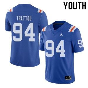 Youth Jordan Brand Justin Trattou Royal Florida Gators #94 Throwback Alternate NCAA Jersey