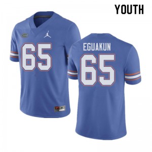 Youth Jordan Brand Kingsley Eguakun Blue Florida Gators #65 Stitch Jersey