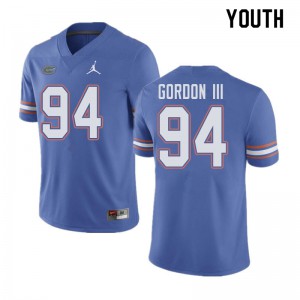 Youth Jordan Brand Moses Gordon III Blue Florida #94 Stitch Jersey