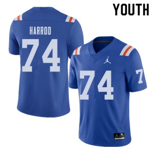 Youth Jordan Brand Will Harrod Royal Florida Gators #74 Throwback Alternate Football Jerseys