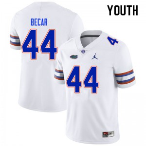 Youth Brandon Becar White Florida #44 Embroidery Jerseys