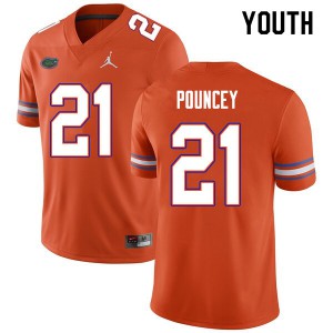 Youth Ethan Pouncey Orange UF #21 Stitched Jerseys