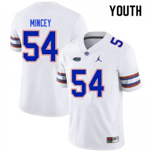 Youth Gerald Mincey White UF #54 Embroidery Jersey