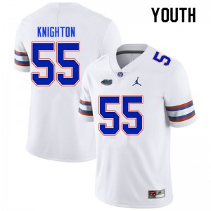 Youth Hayden Knighton White Florida Gators #55 Stitch Jerseys