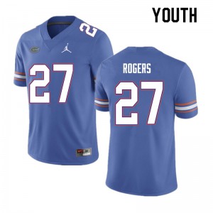 Youth Jahari Rogers Blue Florida #27 Football Jersey