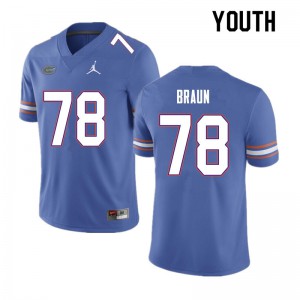Youth Josh Braun Blue UF #78 Football Jersey