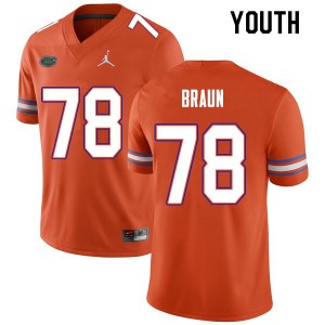 Youth Josh Braun Orange UF #78 Football Jersey