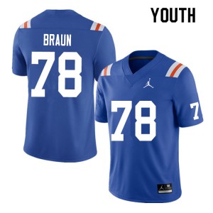 Youth Josh Braun Royal Florida Gators #78 Throwback Football Jersey